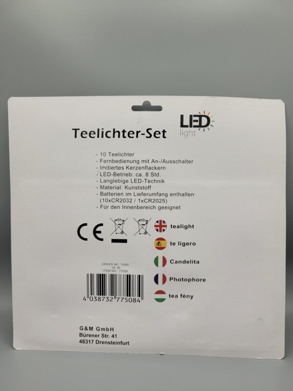 LED Teelichter 10er-Set mit Batterien und Fernbedienung – Bild 2