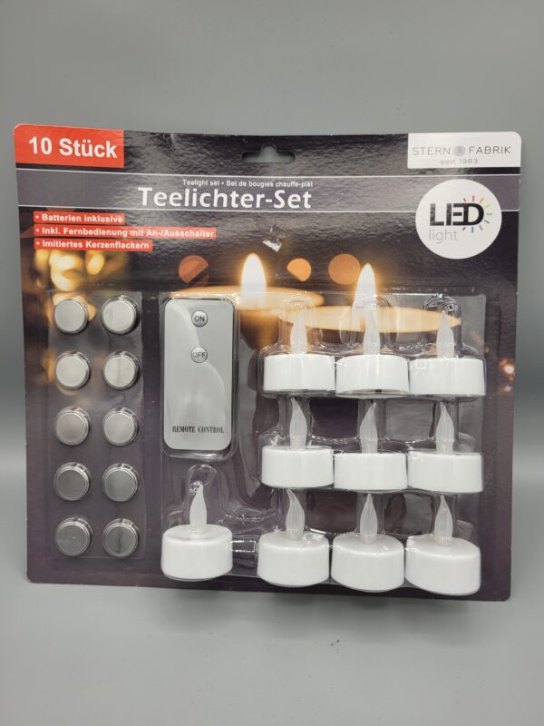 LED Teelichter 10er-Set mit Batterien und Fernbedienung